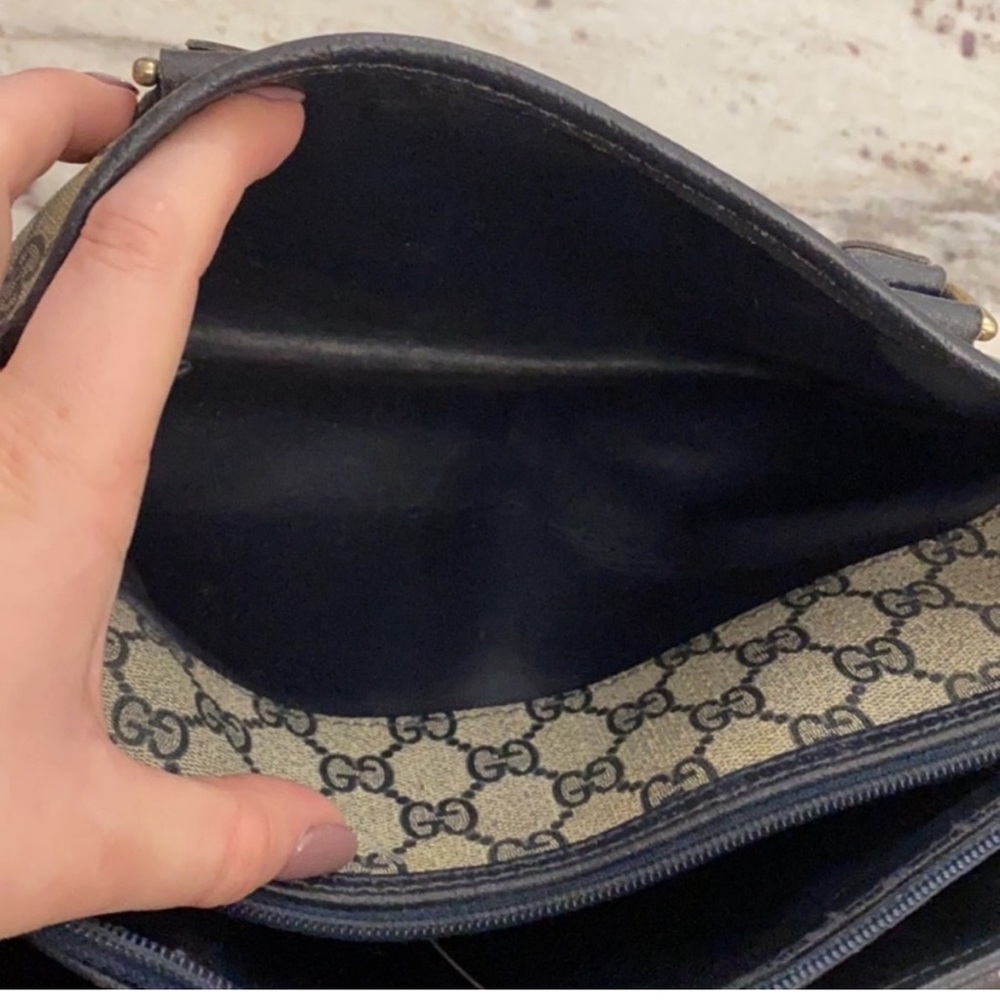 Gucci • vintage monogram navy gray Boston Ophidia satchel purse bag - Picture 7 of 10